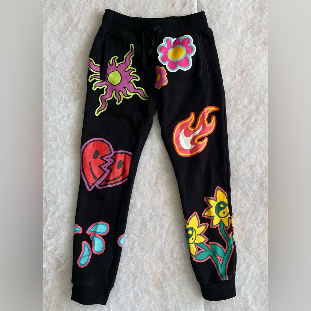 PacSun Black Joggers with Colorful Graphics (SKU386)